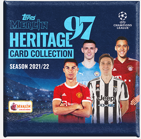 2021-22 Topps Heritage Merlin Uefa Champions League Hobby Box 3 Parallels/Box, 1 Autograph pro Box